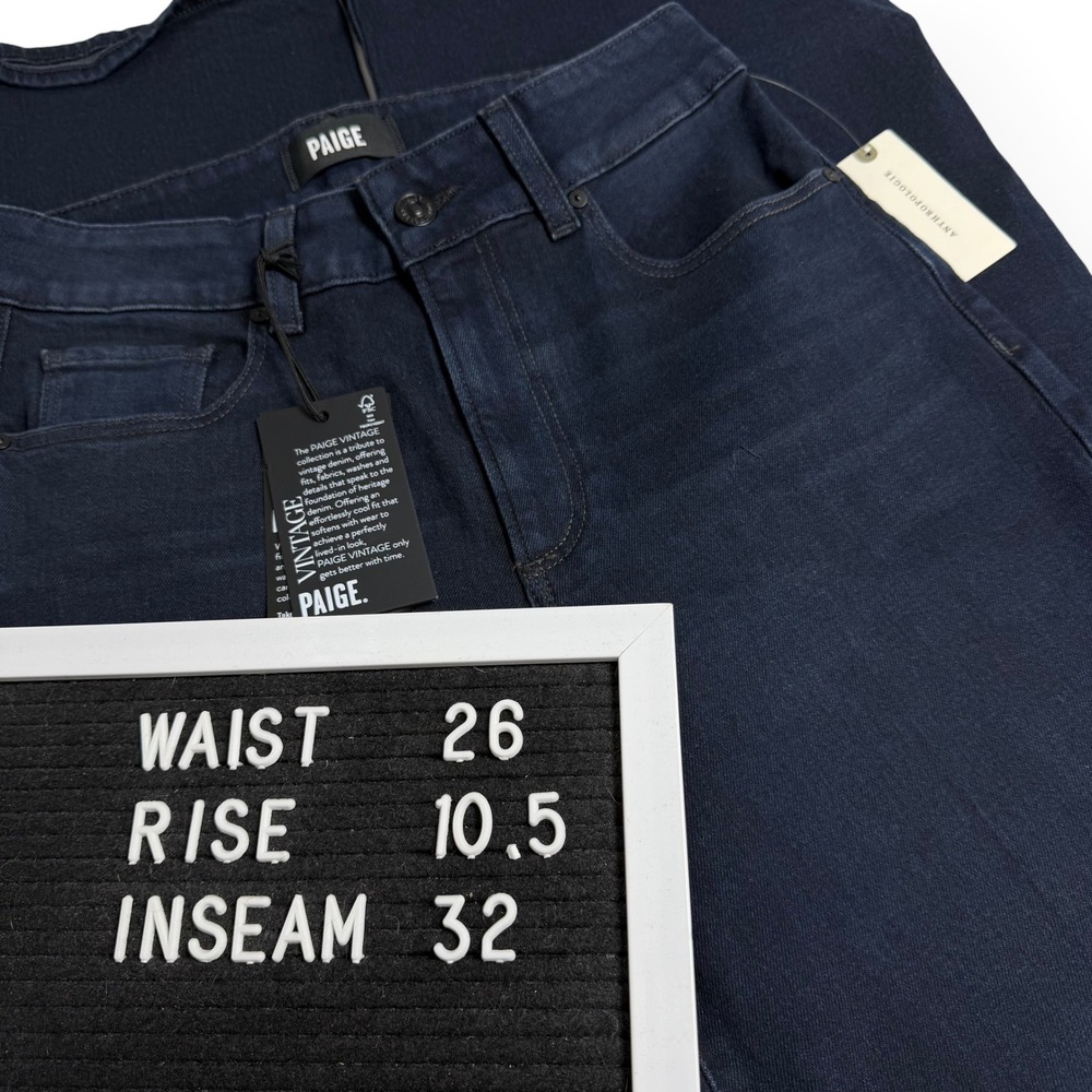 PAIGE Wide Leg Sasha Jeans NWT 32" Sz 26 Dark Wash Relaxed Anthropologie $259 - Picture 10 of 14